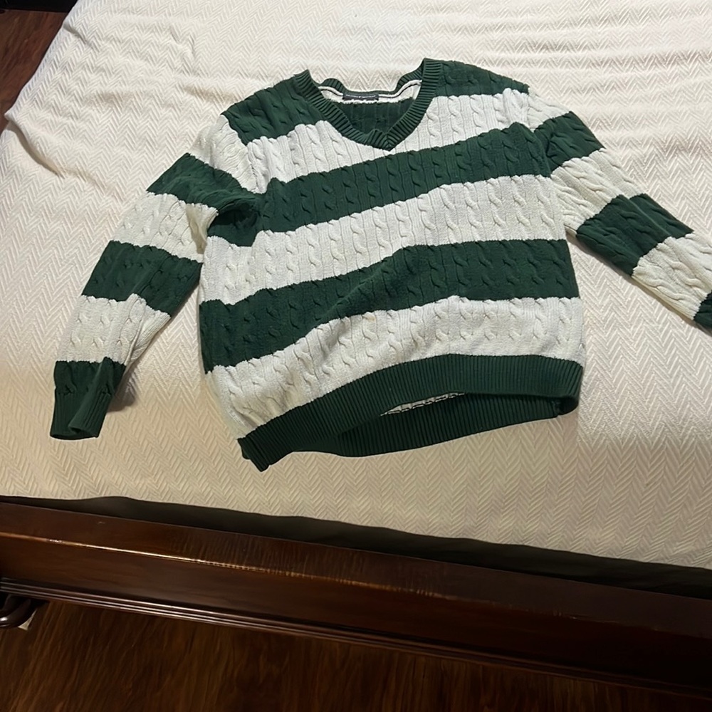 Women’s Green and White Sweater